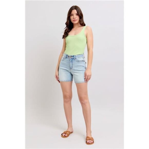 Judy Blue Full Size 2 Button Denim Shorts with Pockets Plus Size - Picture 7 of 16